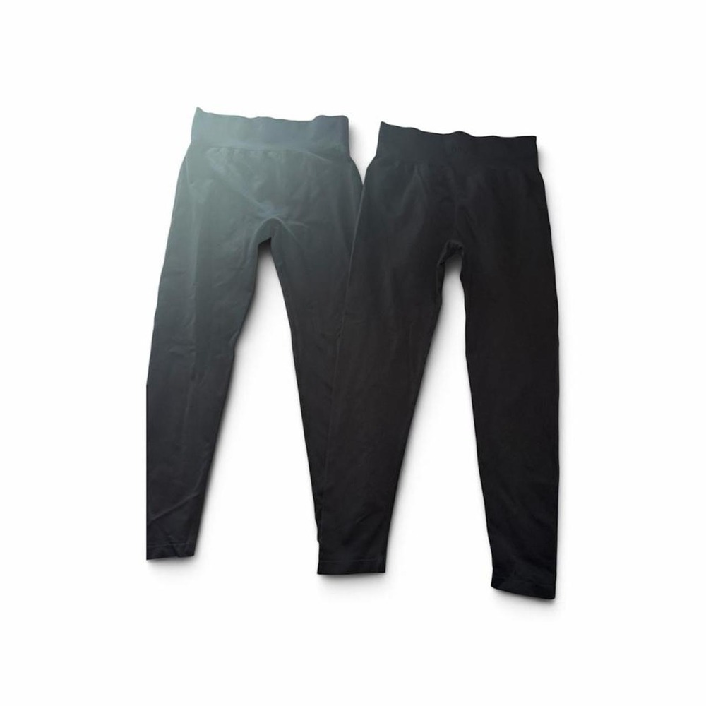 OQQ Womens Seamless High Waisted Leggings Bundle Black Gray Activewear 2pk